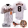 Chen37 Baseball Jersey Cal Ripken Jr Jr. 2007 Hall of Fame 1975 1989 2001 Vintage White Black Orange Pullover Button Home weg allemaal gestikt en