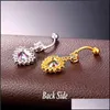 Belly Chains Crystal Heart Shape Women Body Yellow Gold/Sier Color Navel Piercing Jewelry Whole Button Ring Db352 Dro Bdesybag Dhmto