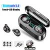 Fashion TWS F9 Trådlösa hörlurar Bluetooth hörlurar Sport Headsets Buller Avbryta Touch Control Support iOS Android Phone HD Call