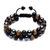 Pulsera de hebras con cuentas, Ojo de Tigre, obsidiana negra y hematita, cuentas magnéticas de 8mm para hombres y mujeres, joyería con cuentas