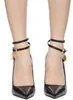 Tof-Pump Women Dress Pumps Shoe Cheels Naked Nappa Calf Leathers heeled heeled toe toe strap shiletto buckle kyel