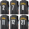 Printed Man Youth Basketball Seth Curry Jersey 30 Nicolas Claxton 33 Kessler Edwards 14 Royce ONeale 00 TJ Warren 1 Ben Simmons 10 City Earned Blue White Grey Black