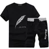 Fashion Shorts Set Men Tracksuit Summer Print Suit 2 Pieces Fitness Sportswears Beach shorts s Casual T Shirts Male 4XL 220613