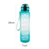 1000 ml butelki z dużą pojemnością Bezpłatne motywacje z markerami czasowymi dzbanami fitness Kolor Gradient Kilkat Plastikowe kubki na zewnątrz butelka z wodą Fy5016 0530
