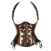 Corsetto sottoseno con cinturino allacciato al collo in similpelle PU con chiusura a fibbia e allacciatura laterale Corsetti Steampunk Clubwearing da donna