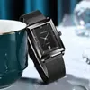 Custom New Dign retangular gold Stainls Steel Waterproof Japane Quartz Charm Reloj de pulsera de lujo para hombres