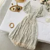 Summer Fairy Dres French Style Vintage Retro Chiffon Puff Sleeve Casual Elegant Floral Print 220615