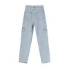 Jeans Women Street Style Retro Thick Material Tooling Pocket Hip-hop Loose Wide-leg Straight-leg Pants Trend Casual Fashion New T220728