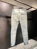 20SS HM001 Tasarımcı Sıkıntılı Yırtık Biker Slim Fit Motosiklet S En İyi Kalite Jean Mans Pour Hommes için