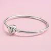 Love heart Clasp Bangle Bracelet Authentic 925 Sterling Silver Womens Engagement Jewelry with Original gift box for Pandora Charms Bracelet