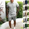 Summer Tracksuit Mens T-shirt + Sports Shorts Set Jogger Fashion Casual T-shirt Mens Set Male Sport Suit