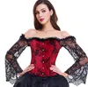 Zwart Hoge Low Two Piece Kant Corset Prom Jurk Gothic Trainer Lingerie Retro Lace Up Back Overbust Corsets Off The Shoulder Formal Gowns Halloween Palace Tuniek