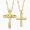 Rhinestone Infinity Cross Necklace For Women CZ Micro Pave Heart Pendant Zirconia Protection Jewelry Nket88 Halsband