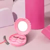 Falsche Wimpern Schleife Wimpernbox Kunststoff Rosa mit Spiegel für 3 Paar Organisationsboxen für reisende Damen und MädchenFalse Harv22