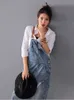 Женщины свободные джинсовые платья дамы отбелившие отверстия Женские спагетти ремешок с разорванным винтажным ES 220611