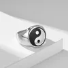 Bröllopsringar kinesisk stil taoism yin yang fisk taiji map titanium stål ring rostfri mäns taoist