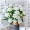 装飾的な花の花輪お祝いパーティー用品ホームガーデンシミュレーションピーニー人工花の結婚式の美しい装飾偽のプラスチックEUR