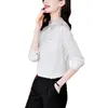 Chemisiers pour femmes Chemises Printemps Été Blanc All-match Chemise en satin de soie Vêtements pour femmes Office Lady Commute Fashion Femme Pocket Long