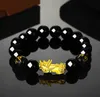 Buona fortuna Ricchezza Braccialetti con fili di perline Perline di ossidiana nera Bracciale PiXiu Feng Shui Prosperità Braccialetti Pi Xiu per uomo Donna Gioielli regalo 18 stili