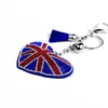 Fashion Diamond Set Velvet USA UK Flag Keychain For Men Women Peach Heart Keychains Pendant Luggage Car Key Rings Jewelry Gift Accessories