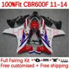 Kit de carrosserie OEM pour HONDA CBR 600 F 600F C CBR600 F F4i 11-14 ans Carrosserie 139No.14 CBR600F 11 12 13 14 CBR600F4i 2011 2012 2013 2014 Carénages de moulage par injection blanc violet