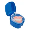 Caja de baño para dentaduras postizas, caja de almacenamiento dental con contenedor de red colgante, cuidado de plástico