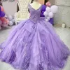 Lilac Lace Quinceanera Dresses Flowers Ruffles Sweetheart Lace-Up Back Sweet 15 Girls Princess Dress Vestidos De Quinceaera