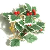 Dekoratif Çiçek Çelenkleri Noel Led Dizimleri Boncuklar Çelenk Çelenk Holly Xmas Kapalı Peri Ev için Dec W7M6Decorative