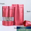 100Pcs/Lot Red Stand Up Aluminum Foil Frosted Transparent Window Bag Zip Lock Food Candy Snacks Dried Fruits Nuts Chocolate Tea