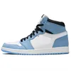 Mens Jumpman 1 Retro High OG Basketbalschoenen 1S University Blue UNC Chicago Heritage Royal Patent Gefokte sfeer Dark Mocha Brotherhood