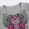 Top da donna Abbigliamento da donna gotico T-shirt con stampa ali Crop Top Skinny S T220823