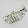 Högkvalitativ marscherande trombon BB Tune Sliver Plated Professional Musical Instrument med Case