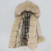 Frauen Pelz Faux 2022 Lange Wasserdichte Parka Winter Jacke Frauen Echt Mantel Kapuze Natürliche Waschbär Oberbekleidung AbnehmbareDamen Frauen der Frauen