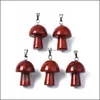 Colliers pendants pendentifs bijoux en pierre naturelle sculpture des champignons forme reiki guérison cristal tiger œil rose quart dhv