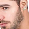 Clip-on & Screw Back Pairs Of Stainless Steel Magnetic Earrings For Men And Women Gold CZ Non-perforated Clip Set 8mmClip-on Kirs22