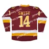 James Will Smith # 14 The Fresh Prince of Bel Air Academy Hockey Jersey Maglia cucita marrone di alta qualità