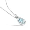 Pendentif Colliers Kurshuni Aquamarine Cubique Zircon Pierre Collier Pour Femmes Goutte D'eau En Forme De Ras Du Cou Or Blanc Placage Bijoux Fiançailles