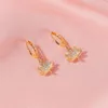 Dangle & Chandelier Zircon Leaf Earrings For Women Gold Silver Color Metal Hoop Earring Maple Earings 2022 Korea Fashion JewelryDangle Kirs2