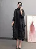 Casual Dresses Miyake Pleated Dress 2023 Summer Designer Oregelbundna veck Loose Women Clothing