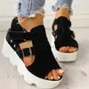 Zomer Sandalen Vrouwen Wiggen Hak Zwart Wit Casual Designer Schoenen Schoeisel Gesp Open Teen Platform Sandel Vrouwen Schoenen 220422