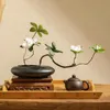 Vasi Zen giapponese Creativo FFat Vaso ovale Flower Art Set Sala da tè Living Ornamenti decorativi morbidiVasi