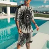 Summer Men's 2 Piece Set Trend Fashion Man T Shirt Beach Shorts Suit 3D Print O-Neck Top Tracksuit Male Clothing Streetwear 220708