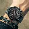 Erkekler için Spor Saatleri Moda Kuvars Erkekler Büyük Saat Wwoor Üst Marka Lüks Askeri Tam Çelik Su Geçirmez Chronograph Saatler 220407