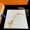 Designersmycken för kvinnor Guldkedja Halsband Två rektangulära hängsmycke Halsband med märke Klassiskt mönster tröja halsband Armband 207154XQ