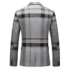 Mariage pour hommes Plaid Bleu Gris Blazers Veste Pantalon Gilet 3 Pcs Ensemble 202 Slim Fit Business Tuxedo Robe Classique Costumes Formels Manteau 220815