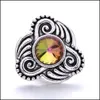 Klamry Haczyki Odkrycia biżuterii Komponenty Style Vintage Colorf Rainbow Crystal 18 mm Snap Button dla przycisków Snaps Dhxo1