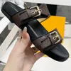 Women Sandals Slide Slipper Ladies Flat Mule Waterfront Brown Printed Sandal Gladiator Leather Slides Double Row Button Slippers