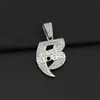 Pendant Necklaces Hip Hop Big Crystal Letter R Necklace With Iced Out Bling 13mm Width Miami Cuban Chain Fashion Charm Jewelry DropshipPenda