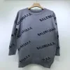 2022 women oversized long sweaters knits designer tops with all-over letters girls milan runway designer crop top shirt high end long sleeve stretch pullover shirts