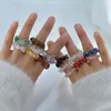 Elastic Adjustable Irregular Crystal Pink Quartz Lapis Natural Stone Rings Colorful Chips Stone Statement Beaded Ring for Women Je6883173